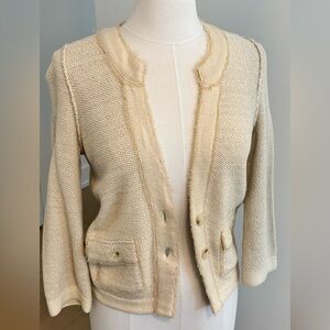 Women’s Cream Chanel-style cardigan, Banana Republic size medium